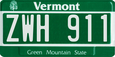VT license plate ZWH911