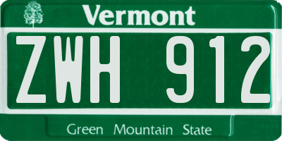 VT license plate ZWH912