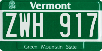 VT license plate ZWH917