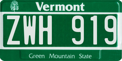 VT license plate ZWH919
