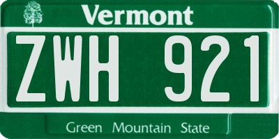 VT license plate ZWH921
