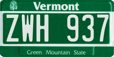 VT license plate ZWH937