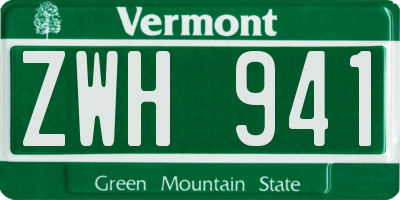 VT license plate ZWH941