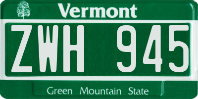 VT license plate ZWH945
