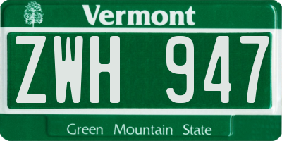 VT license plate ZWH947