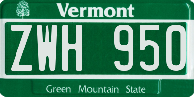 VT license plate ZWH950
