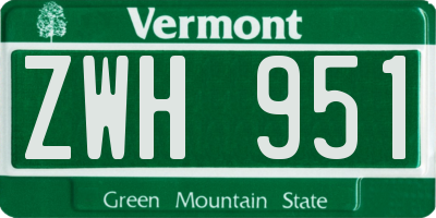 VT license plate ZWH951