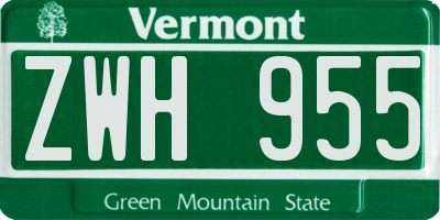 VT license plate ZWH955