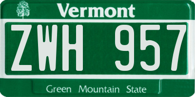 VT license plate ZWH957