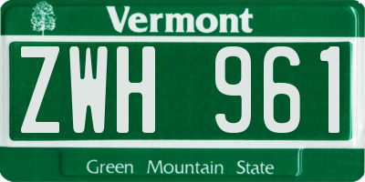 VT license plate ZWH961