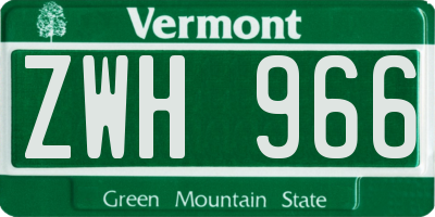 VT license plate ZWH966
