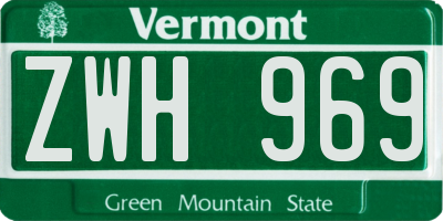 VT license plate ZWH969