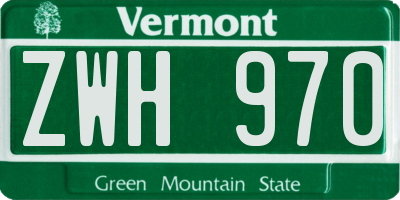 VT license plate ZWH970
