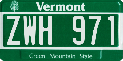 VT license plate ZWH971