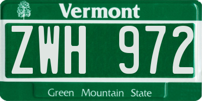 VT license plate ZWH972