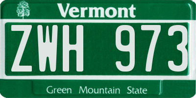 VT license plate ZWH973