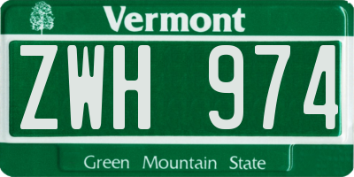 VT license plate ZWH974
