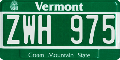 VT license plate ZWH975
