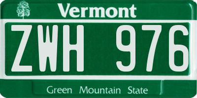 VT license plate ZWH976
