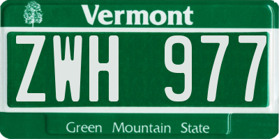VT license plate ZWH977