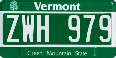 VT license plate ZWH979