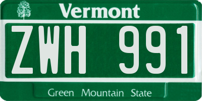 VT license plate ZWH991