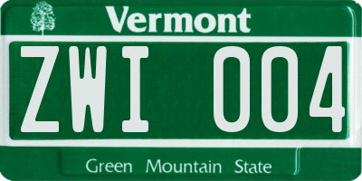 VT license plate ZWI004