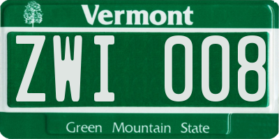 VT license plate ZWI008