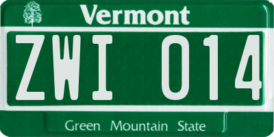 VT license plate ZWI014