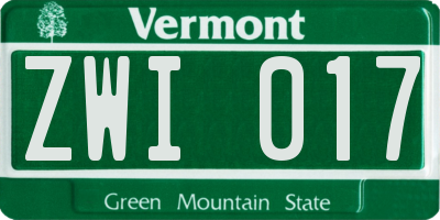 VT license plate ZWI017