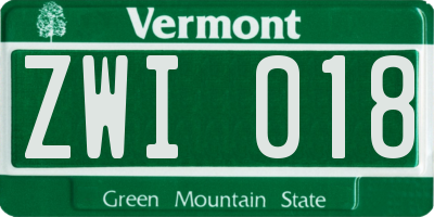 VT license plate ZWI018