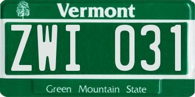 VT license plate ZWI031