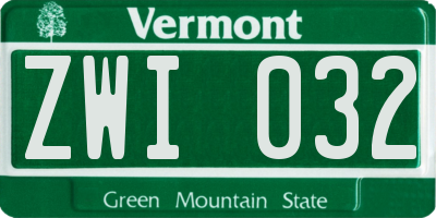 VT license plate ZWI032