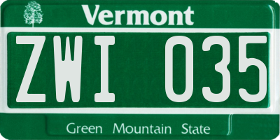 VT license plate ZWI035