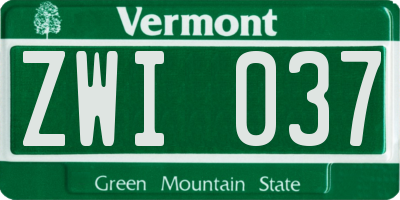 VT license plate ZWI037