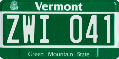 VT license plate ZWI041