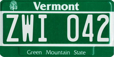 VT license plate ZWI042