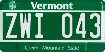 VT license plate ZWI043