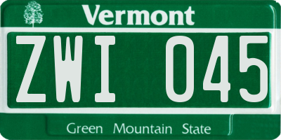VT license plate ZWI045