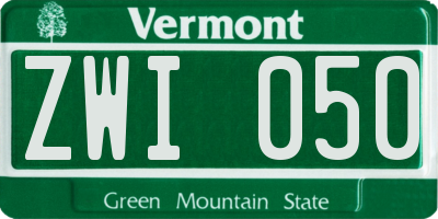 VT license plate ZWI050