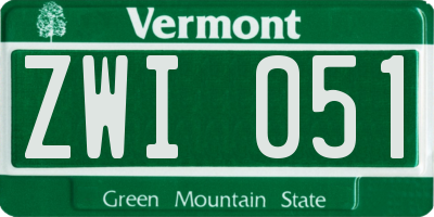 VT license plate ZWI051