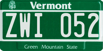 VT license plate ZWI052