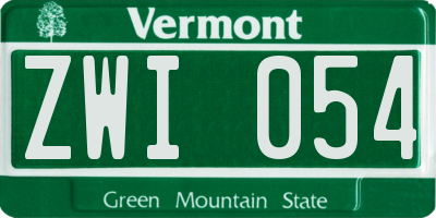 VT license plate ZWI054