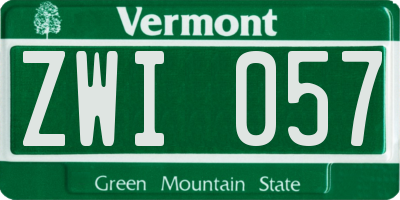 VT license plate ZWI057