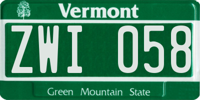 VT license plate ZWI058