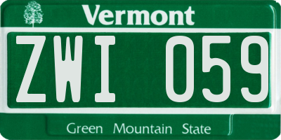 VT license plate ZWI059