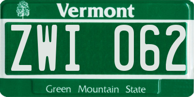 VT license plate ZWI062
