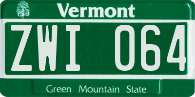 VT license plate ZWI064