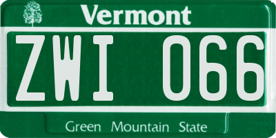 VT license plate ZWI066
