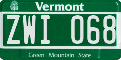 VT license plate ZWI068